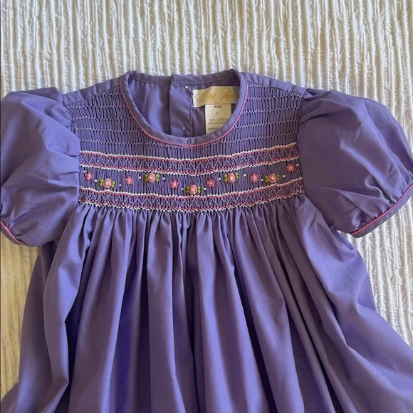 Purple Petit Ami Smocked girls Easter Dress sz 3T - Picture 2 of 8